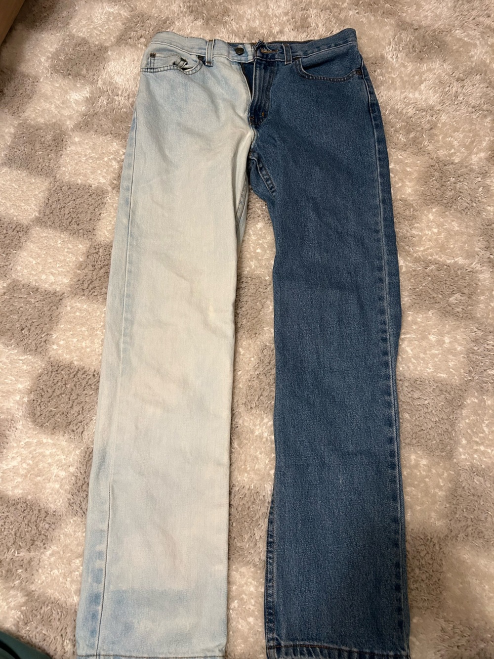 George Two-Tone Denim Jeans in Light Blue and Dark Blue